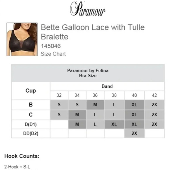 XL X-LARGE Paramour 145046 Bette Galloon Lace Bralette White NWT - Picture 7 of 9